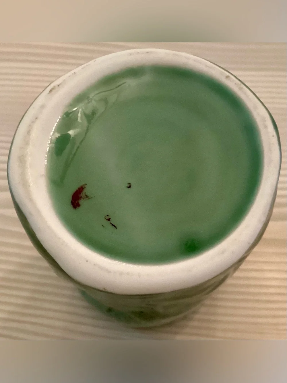 Vintage Japanese Celadon Dragon Vase Brush Pot Ceramic Green 4.5